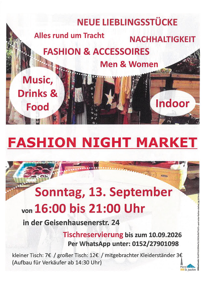 Plakat des Fashion Flohmarkt St. Joachim