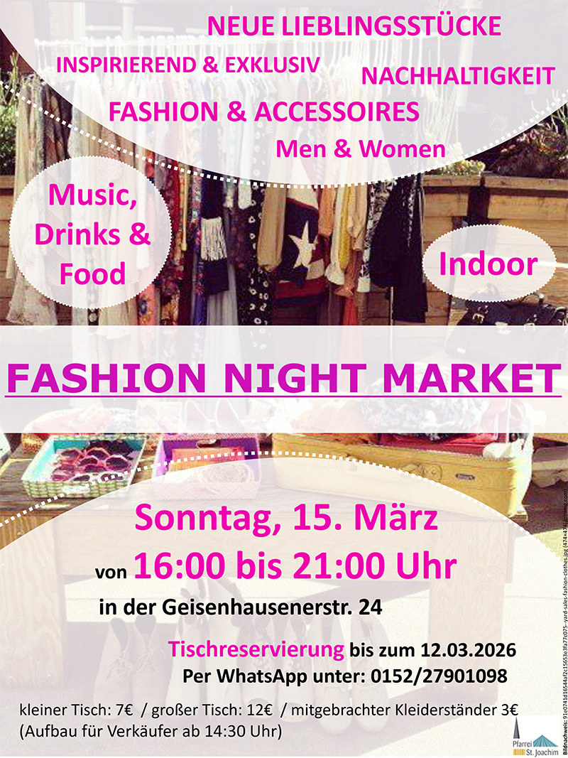 Plakat des Fashion Night Marktes in St. Joachim