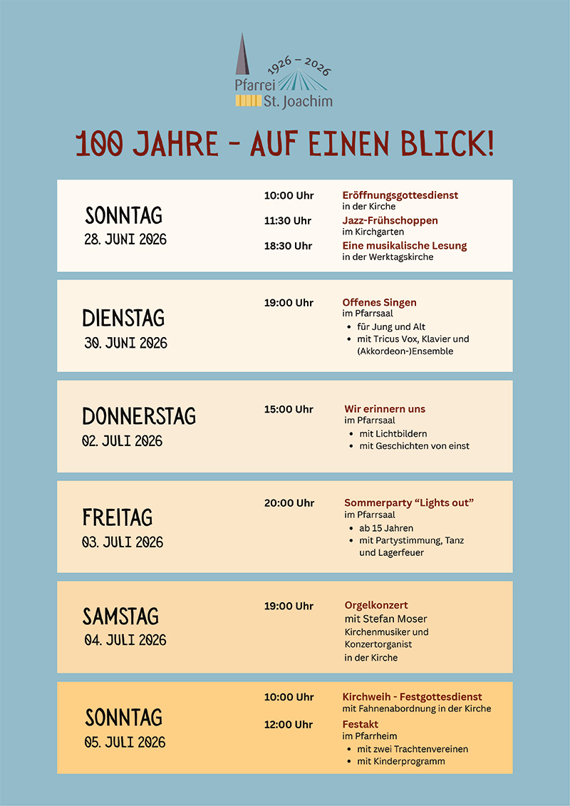 Plakat zur Festwoche 2026 in St. Joachim